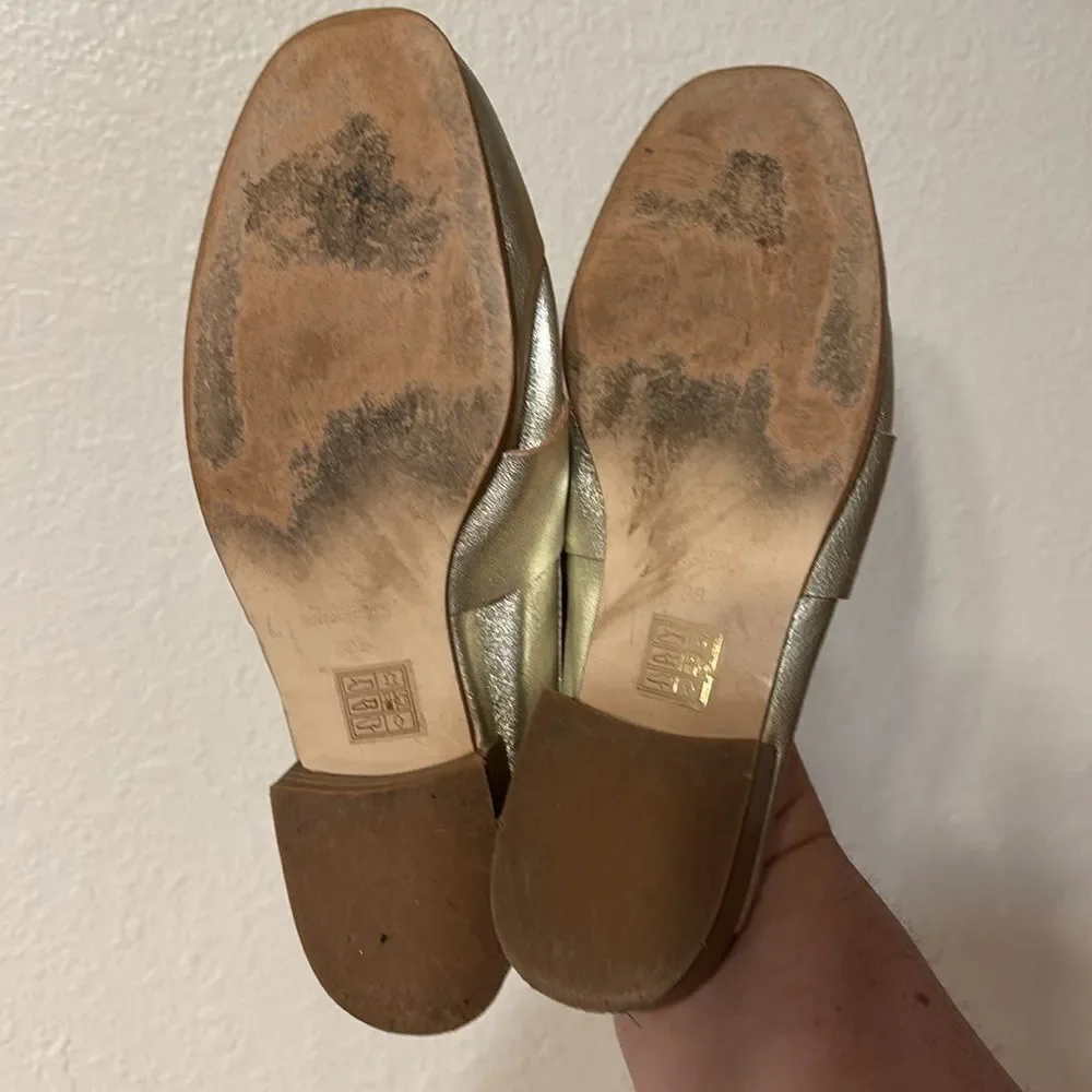 Free People Metallic Gold Mules Size 38